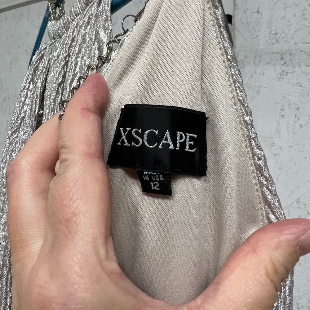 Xscape Shimmering Silver Gown